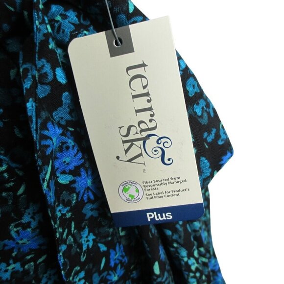 Terra & Sky Dress Knee Length Shirred Floral Belted with POCKETS 3X - Picture 10 of 11